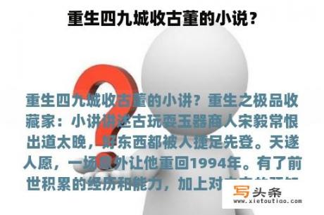 重生四九城收古董的小说？