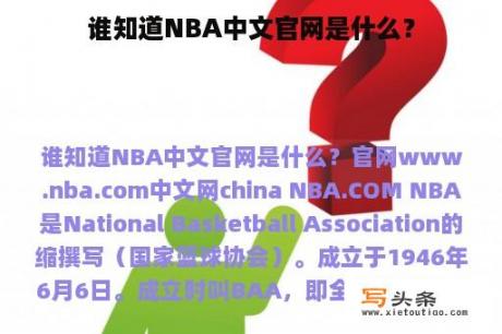 谁知道NBA中文官网是什么？