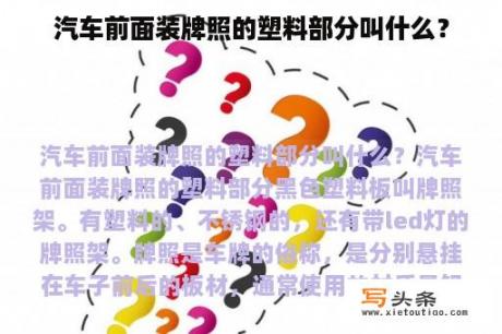 汽车前面装牌照的塑料部分叫什么？