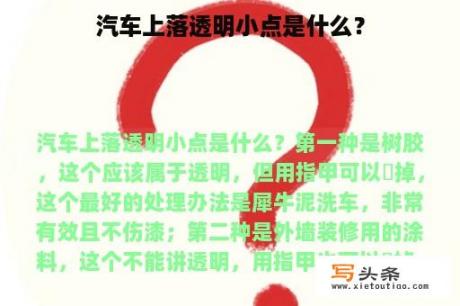 汽车上落透明小点是什么？