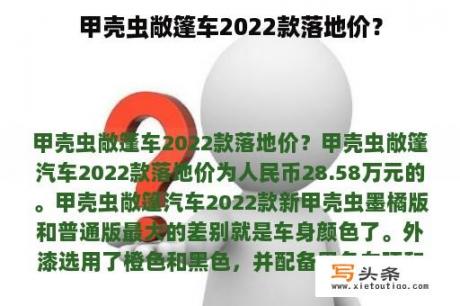 甲壳虫敞篷车2022款落地价？