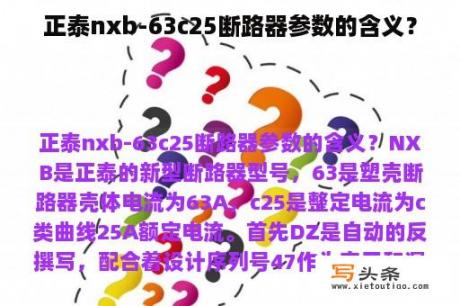 正泰nxb-63c25断路器参数的含义？