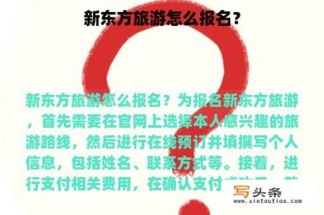 新东方旅游怎么报名？