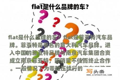 flat是什么品牌的车？