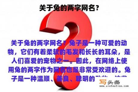 关于兔的两字网名？