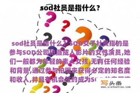 sod社员是指什么？