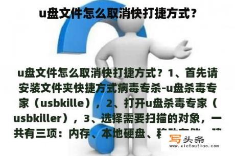 u盘文件怎么取消快打捷方式？