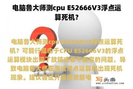 电脑鲁大师测cpu E52666V3浮点运算死机？