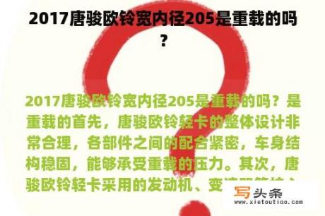 2017唐骏欧铃宽内径205是重载的吗？