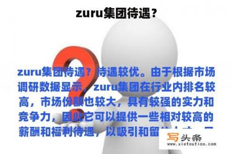 zuru集团待遇？