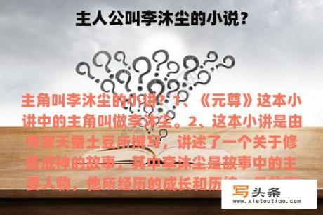 主人公叫李沐尘的小说？