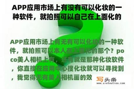 APP应用市场上有没有可以化妆的一种软件，就拍照可以自己在上面化的那个？