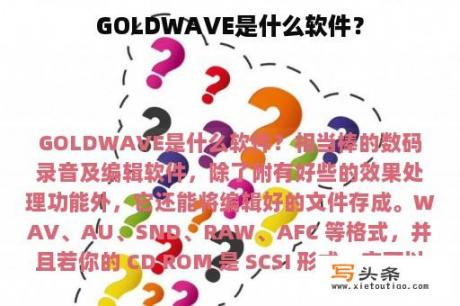 GOLDWAVE是什么软件？