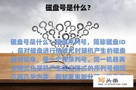 磁盘号是什么？