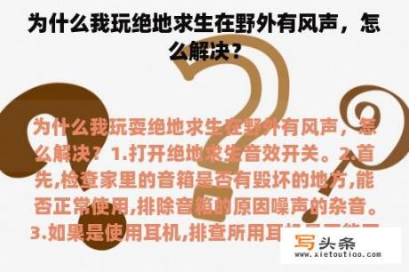 为什么我玩绝地求生在野外有风声，怎么解决？