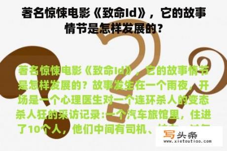 著名惊悚电影《致命Id》，它的故事情节是怎样发展的？