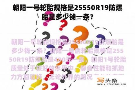 朝阳一号轮胎规格是25550R19防爆胎是多少钱一条？