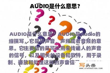 AUDIO是什么意思？