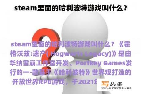 steam里面的哈利波特游戏叫什么？