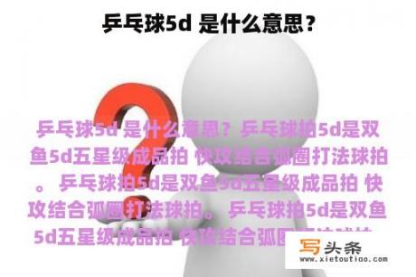 乒乓球5d 是什么意思？