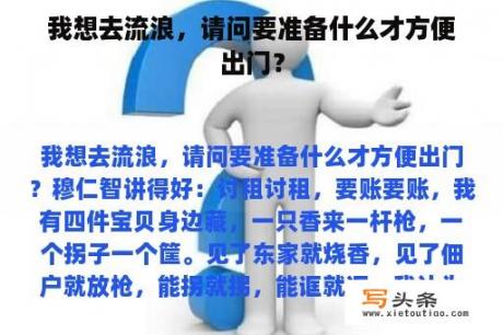 我想去流浪，请问要准备什么才方便出门？