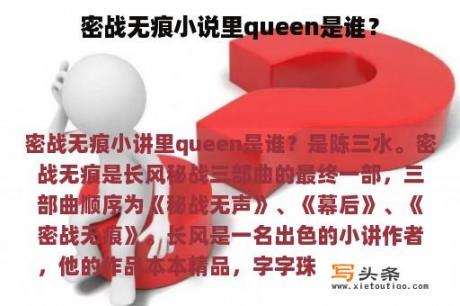 密战无痕小说里queen是谁？