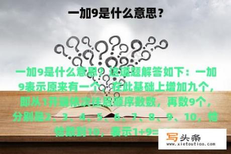 一加9是什么意思？