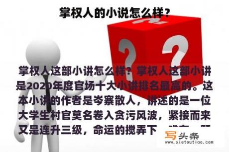 掌权人的小说怎么样？