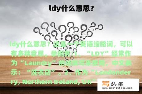 ldy什么意思？