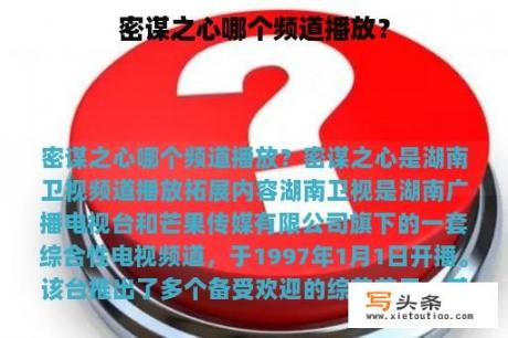 密谋之心哪个频道播放？