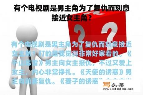 有个电视剧是男主角为了复仇而刻意接近女主角？