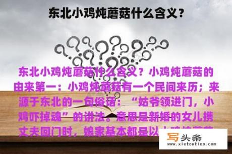 东北小鸡炖蘑菇什么含义？