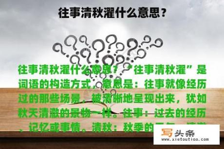 往事清秋濯什么意思？