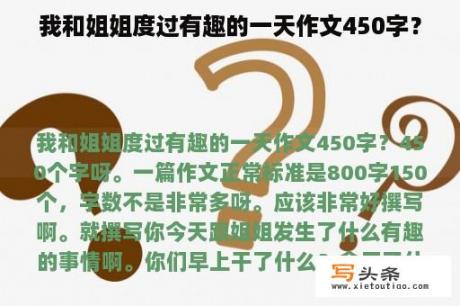 我和姐姐度过有趣的一天作文450字？