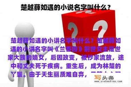 楚越薛如遇的小说名字叫什么？