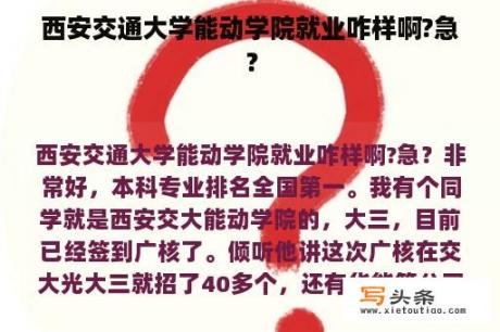 西安交通大学能动学院就业咋样啊?急？