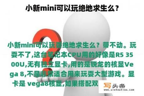 小新mini可以玩绝地求生么？