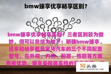 bmw臻享优享畅享区别？