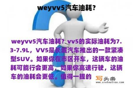 weyvv5汽车油耗？