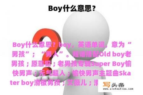 Boy什么意思？