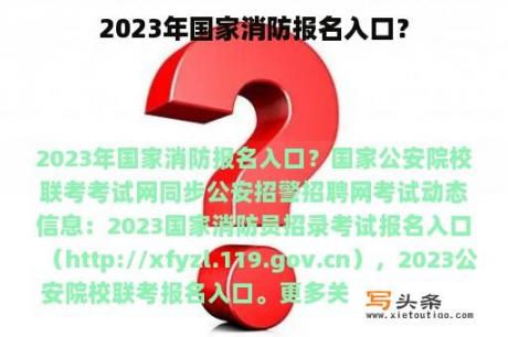 2023年国家消防报名入口？