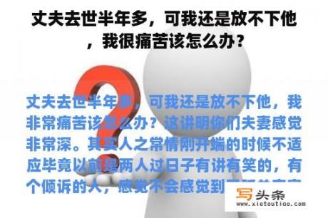 丈夫去世半年多，可我还是放不下他，我很痛苦该怎么办？