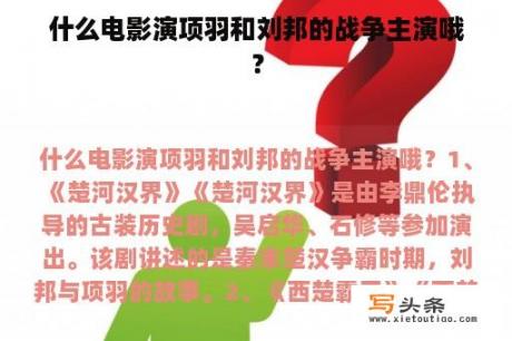 什么电影演项羽和刘邦的战争主演哦？