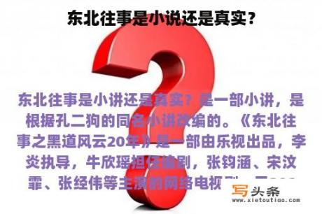 东北往事是小说还是真实？