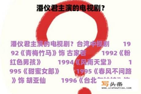 潘仪君主演的电视剧？