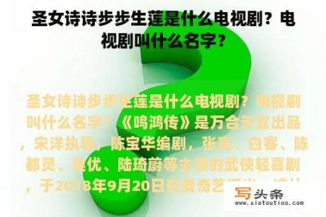 圣女诗诗步步生莲是什么电视剧？电视剧叫什么名字？