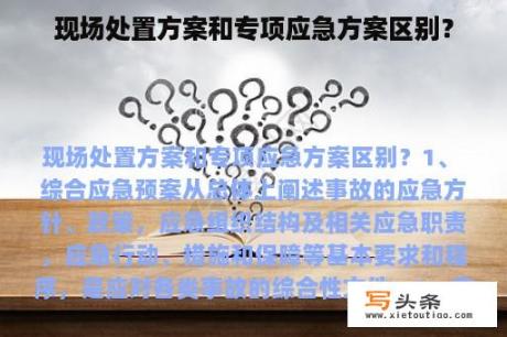 现场处置方案和专项应急方案区别？