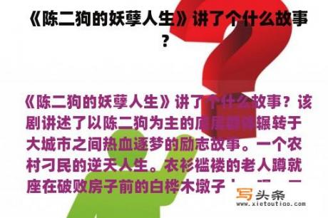 《陈二狗的妖孽人生》讲了个什么故事？