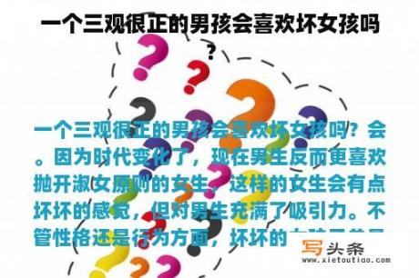 一个三观很正的男孩会喜欢坏女孩吗？