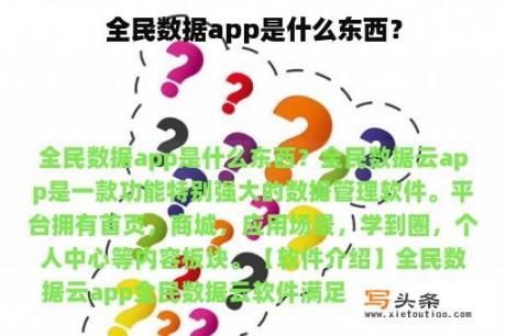 全民数据app是什么东西？